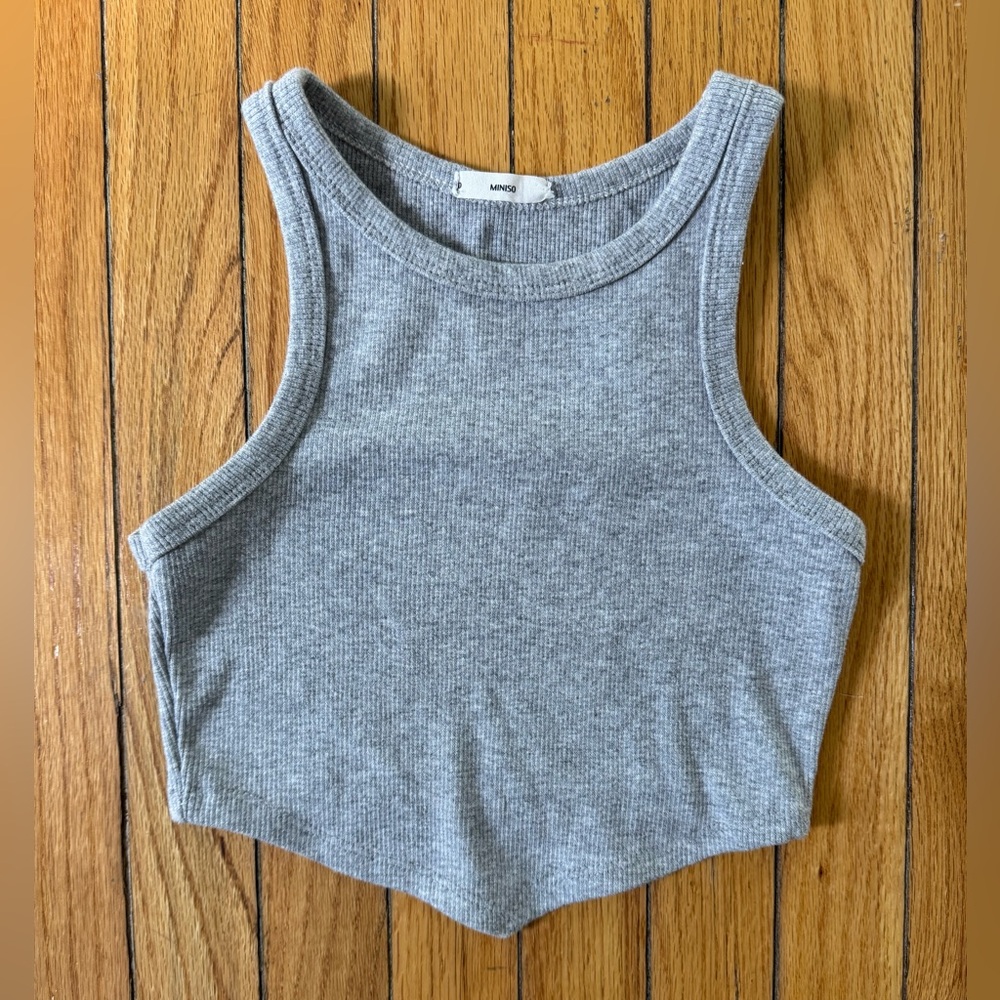 MINISO Gray Fitted Crop Tank Top